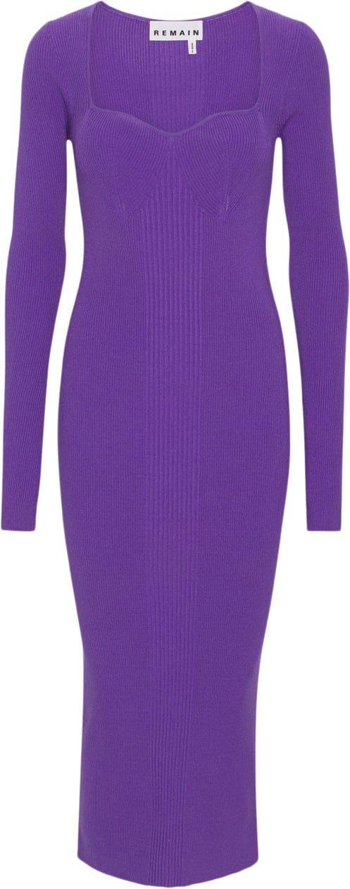 REMAIN Dense Knit Curved Neck Dress Kvinde Passion Flower Midi Kjoler Str 40 - hos Magasin