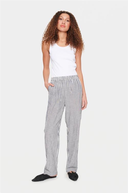 Se Saint Tropez Ulinasz Pants Kvinde Night Sky Stripe Hørbukser Casual Fit Str L - hos Magasin ved Magasin