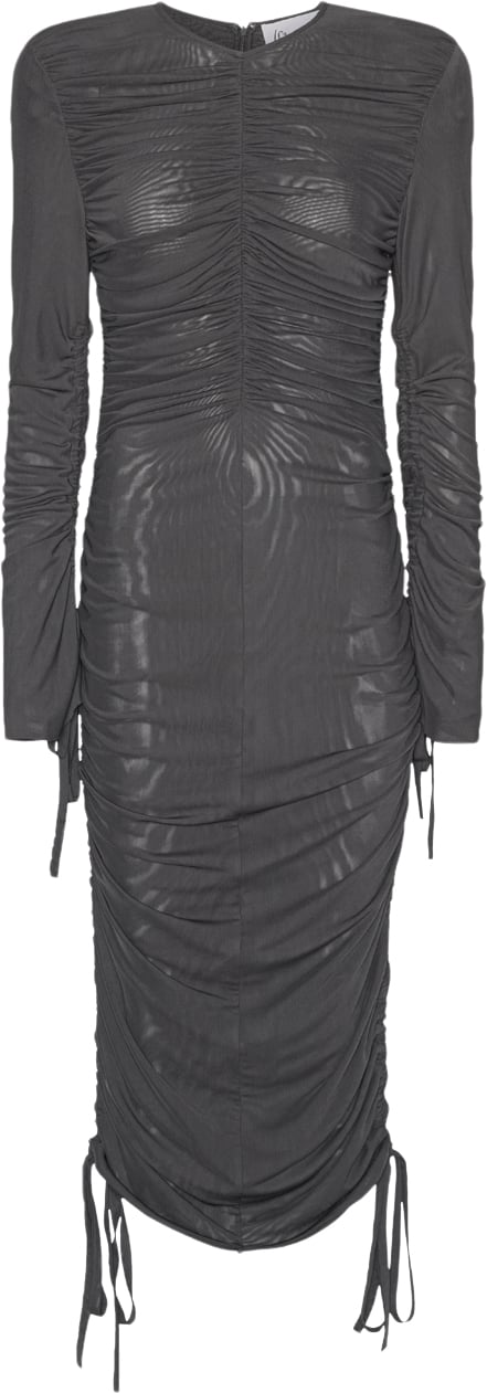 Se Cannari Concept Ls Dress W. Ruffles Kvinde Asphalt Midi Kjoler Str 34 - hos Magasin ved Magasin