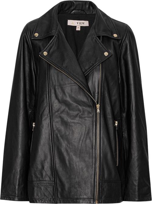 A-VIEW Kalee Leather Jacket Kvinde Black Læderjakker Str 40 - Læder hos Magasin