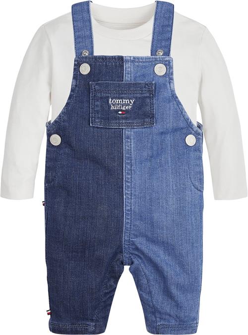 Tommy Hilfiger Baby Dungaree SET Str 9 mdr / 74 cm - Ivory Petal Buksedragter hos Magasin