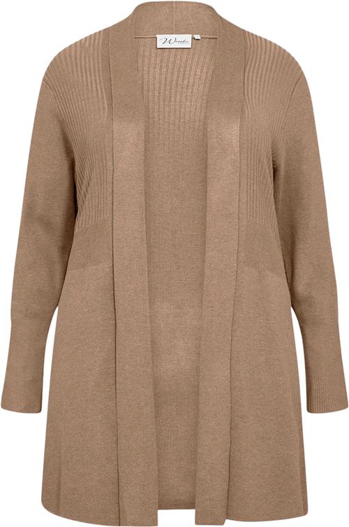 Se Wasabiconcept Curvy Wasamanda 2 Cardigan Mørk Sand Kvinde 98404 Mørk Sand Cardigans Str 50/52 - hos Magasin ved Magasin