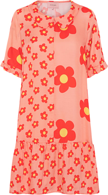 HUNKØN Dawn Dress Kvinde Red Daisy Midi Kjoler Str L - hos Magasin