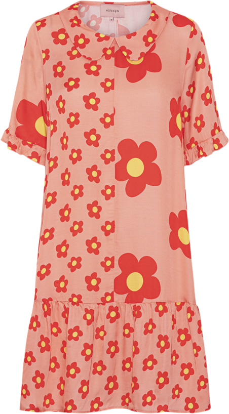 HUNKØN Dawn Dress Kvinde Red Daisy Midi Kjoler Str XL - hos Magasin