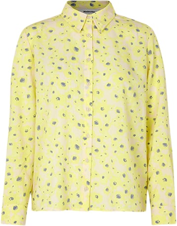 Se Modström Cupidmd Print Shirt Kvinde Aqua Yellow Flower Langærmede Bluser Str XL - Polyester hos Magasin ved Magasin