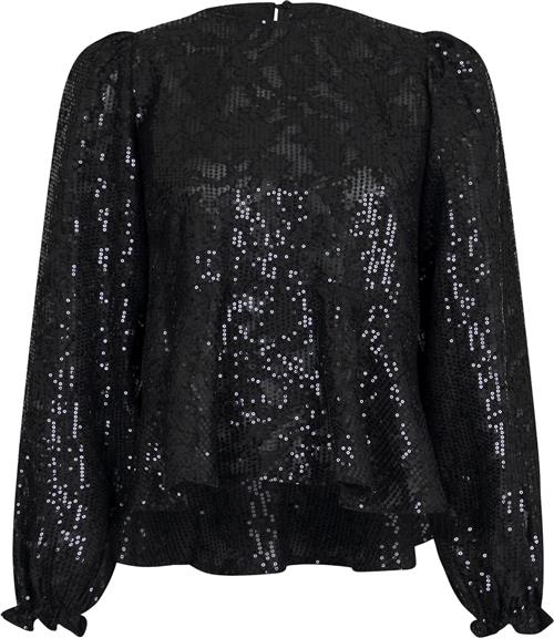 Neo Noir Rizzo Sequins Blouse Kvinde Sort Langærmede Bluser Str 42 - hos Magasin