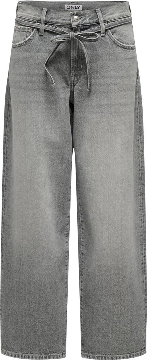 Se ONLY Onlgianna MW Straight Jeans Dot757 Kvinde Medium Grey Denim Wide Jeans Str "30/""32" - hos Magasin ved Magasin