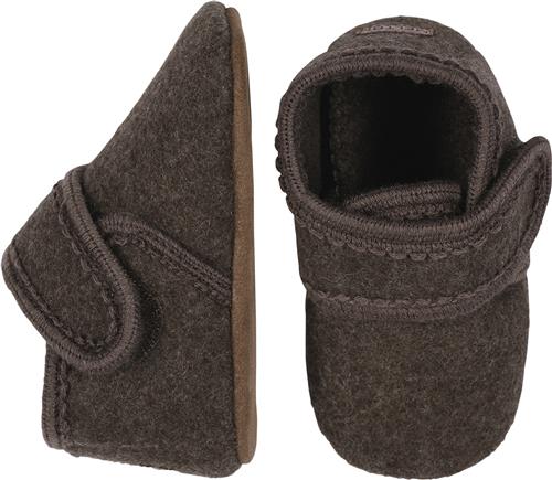 Melton Wool Slippers With Velcro Denver Melange Hjemmesko Str 26/27 - Uld hos Magasin