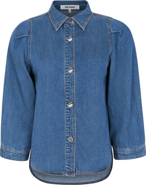 Soft Rebels Srerin Shirt Kvinde Medium Blue Denim Wash Langærmede Bluser Str XS - Denim hos Magasin