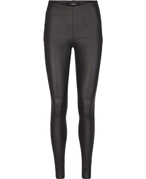 Se Object Objbelle MW Coated Leggings Noos Kvinde Black Leggings Str 40 - hos Magasin ved Magasin