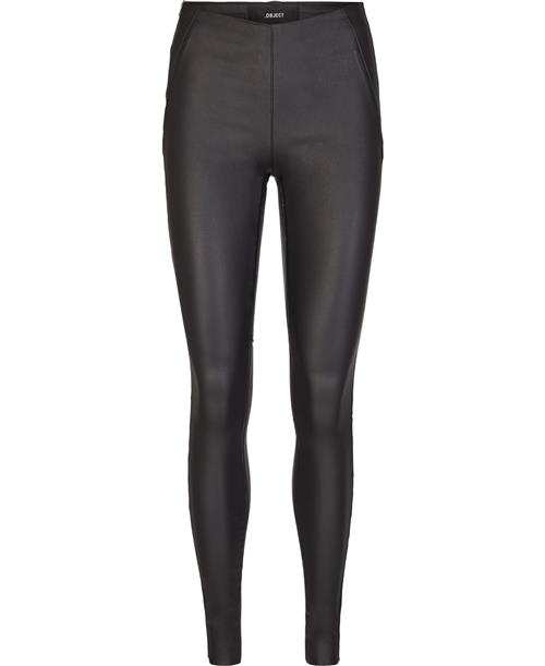 Se Object Objbelle MW Coated Leggings Noos Kvinde Black Leggings Str 36 - hos Magasin ved Magasin