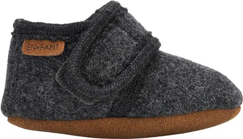 En Fant Baby Wool Slippers Dark Grey Melange Hjemmesko Str 21\22 - Uld hos Magasin