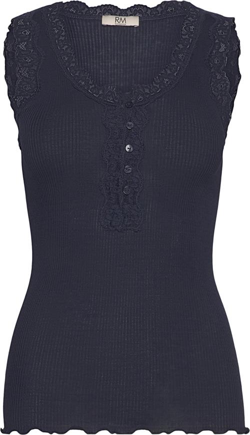 RM by Rosemunde Rmwbalta Modal SL Lace Placket top Kvinde Navy Toppe Str L - Bomuld hos Magasin