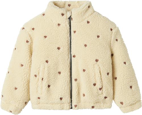 Lil' Atelier Nmfnalo Sherpa Loose Jacket LIL Str 92 - Sandshell/emb. Hearts Overgangsjakker hos Magasin