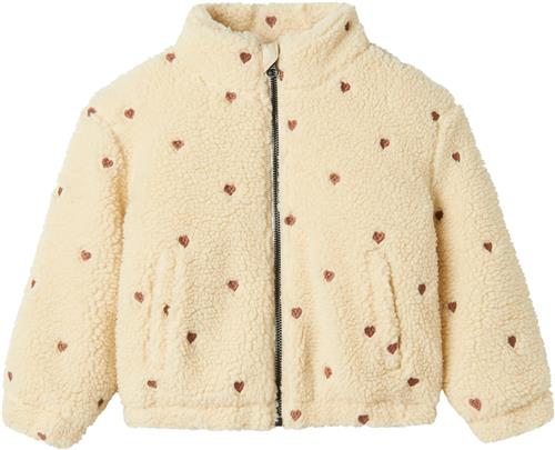 Lil' Atelier Nmfnalo Sherpa Loose Jacket LIL Str 104 - Sandshell/emb. Hearts Overgangsjakker hos Magasin