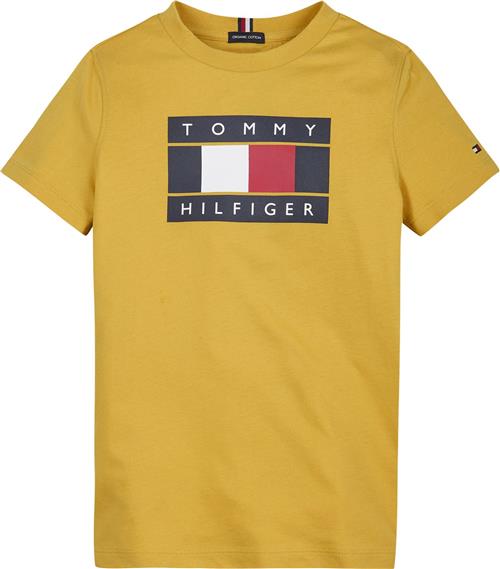 Tommy Hilfiger Global Stripe Flag TEE S/S Str 3 år / 98 cm - Tuscan Yellow Kortærmede T-shirts hos Magasin