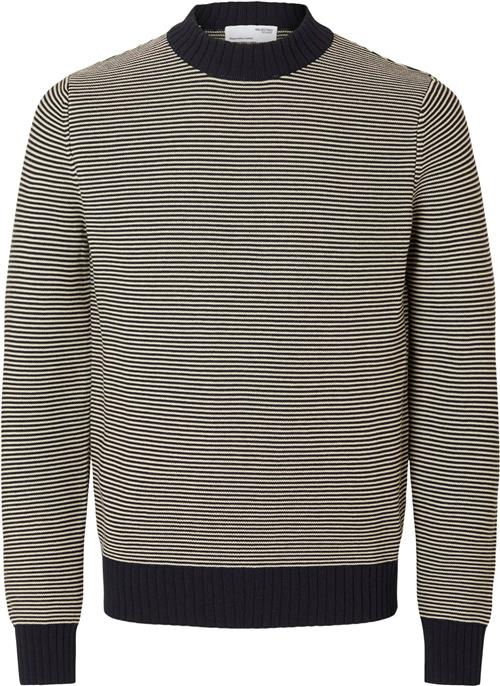 Selected Homme Slhrobert LS Knit Structure Crew NE Mand Sky Captain/oatmeal Turtlenecks Str L - hos Magasin