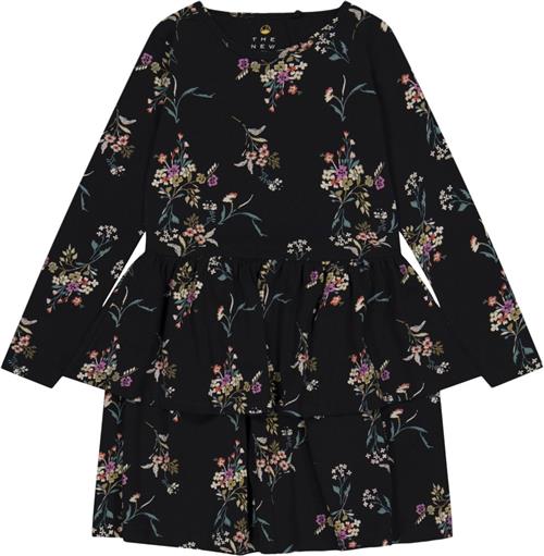 The New Tniris L_S Dress Str 134-140 cm/9-10 år - Black Beauty Flow Kjoler Bomuld hos Magasin