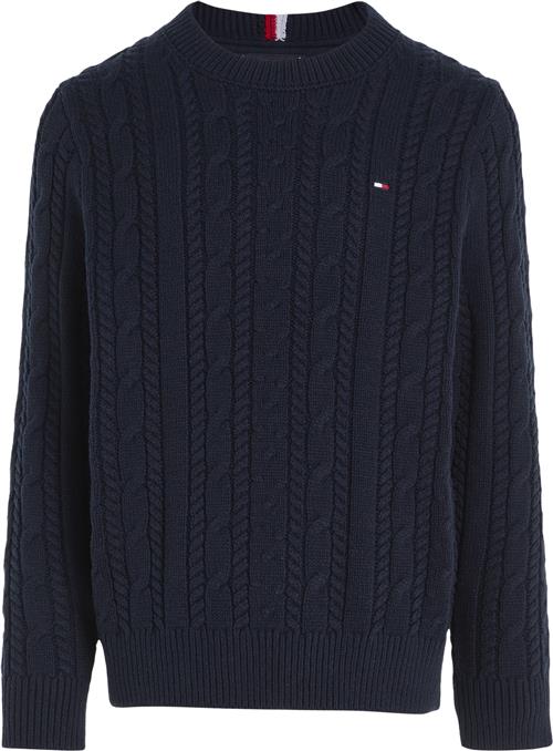 Tommy Hilfiger Essential Cable Sweater Str 3 år / 98 cm - Desert Sky Strik hos Magasin