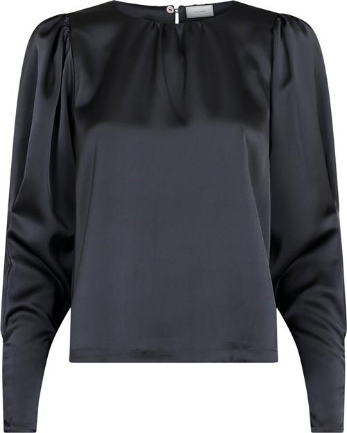 Neo Noir Camma Heavy Sateen Blouse Kvinde Steel Grey Langærmede Bluser Str 42 - hos Magasin