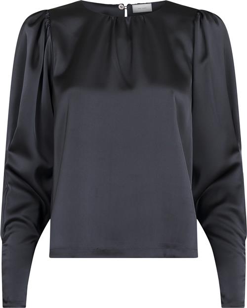 Neo Noir Camma Heavy Sateen Blouse Kvinde Steel Grey Langærmede Bluser Str 36 - hos Magasin