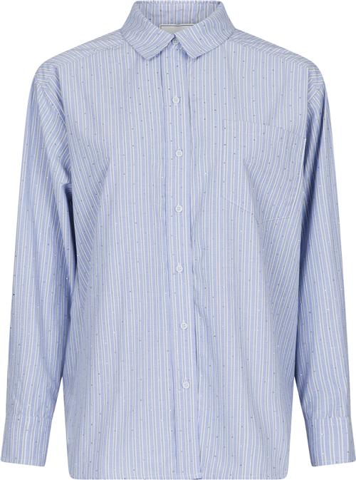 Neo Noir Dalma Stripe Stone Shirt Kvinde Blue Langærmede Skjorter Str 38 - hos Magasin