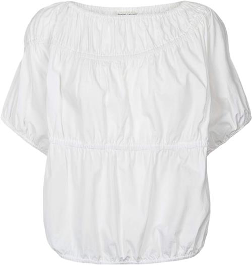 Rabens Saloner Poplin Elasticated top Lotte Kvinde White Toppe Str S - hos Magasin