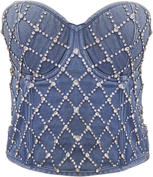 HUNKØN Mia Corsage Kvinde Denim Blue Tanktoppe Str XS - Denim hos Magasin