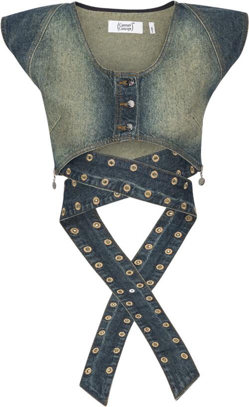 Se Cannari Concept Tie Crop Vest Kvinde Peridot Blue Veste Str 32 - hos Magasin ved Magasin