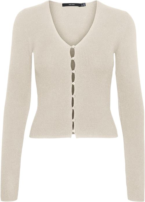 Vero Moda Vmgold RIB LS Vneck Button Pullove Kvinde Birch Cardigans Str S - hos Magasin