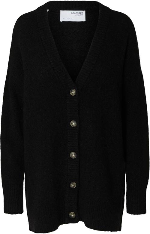 Se Selected Femme Slfmaline LS Knit Long Cardigan NOO Kvinde Sort Cardigans Str S - hos Magasin ved Magasin