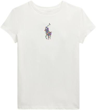 Polo Ralph Lauren Floral Big Pony Cotton Jersey Tee Str S - Hvid Kortærmede T-shirts Bomuld hos Magasin