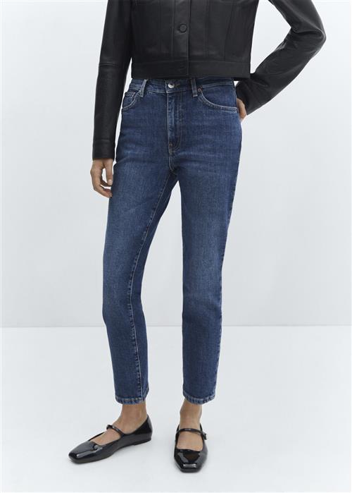 MANGO Slim Cropped Jeans Kvinde Open Blue Skinny Jeans Skinny Fit Str 38 - Denim hos Magasin