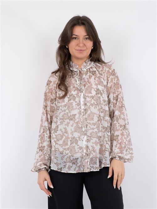 Neo Noir Cobie Glitter Paisley Blouse Kvinde Hvid Langærmede Bluser Str 42 - hos Magasin