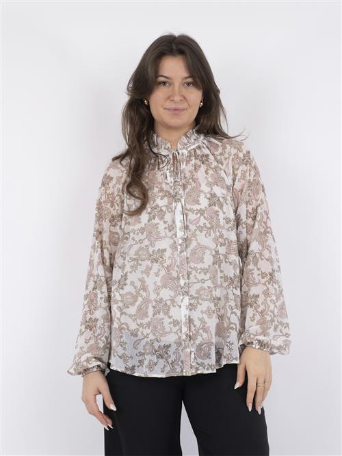 Neo Noir Cobie Glitter Paisley Blouse Kvinde Hvid Langærmede Bluser Str 36 - hos Magasin