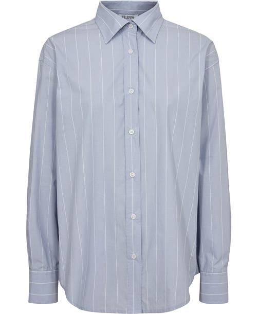 Se Filippa K Stripe Poplin Shirt Kvinde Faded Blue Langærmede Skjorter Str 40 - hos Magasin ved Magasin