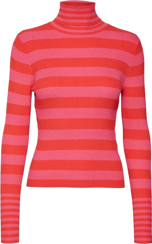 Se Vero Moda Vmmaxine LS Rollneck Pullover BOO Kvinde Tomato/w. Fuchsia Purple Rullekraver Str L - hos Magasin ved Magasin