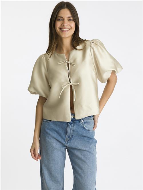 Neo Noir Aska Dull Satin Blouse Kvinde Sand Kortærmede Bluser Str 40 - hos Magasin