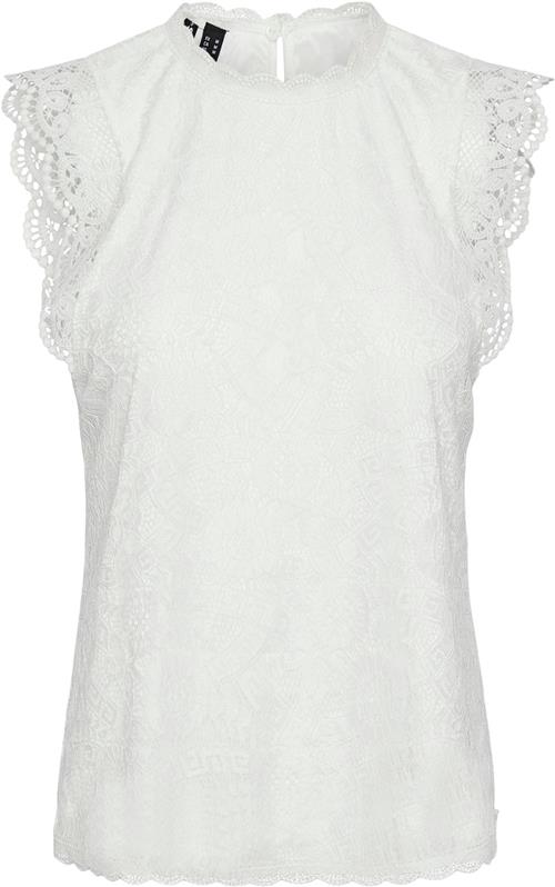 Se Pieces Pcolline SL Lace TOP Noos BC Kvinde Cloud Dancer Toppe Str L - hos Magasin ved Magasin