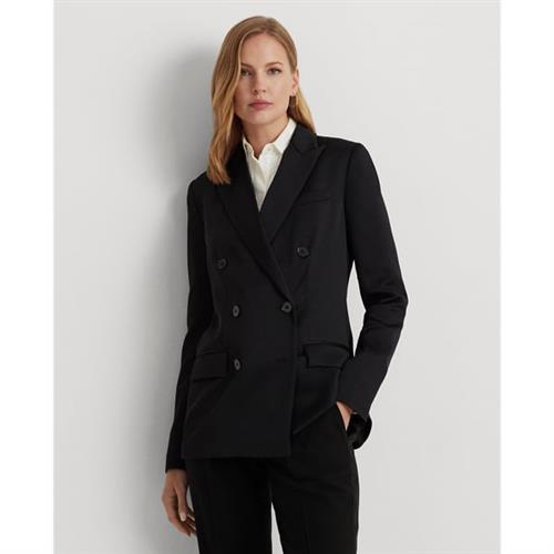 Se Lauren Ralph Lauren Doublebreasted Satintk! Crepe Blazer Kvinde Sort Blazere Str 42 - Polyester hos Magasin ved Magasin