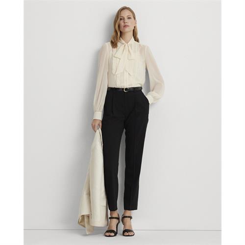 Se Lauren Ralph Lauren Satinstripe Wool Crepe Straight Pant Kvinde Sort Bukser Med Lige Ben Str 34 - Uld hos Magasin ved Magasin