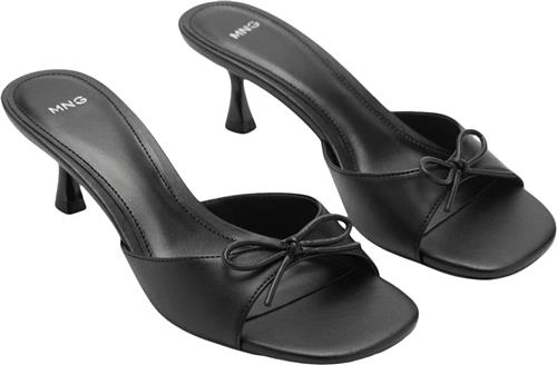 MANGO Slingback Heeled Sandal With bow Kvinde Black Højhælede Sandaler Str 36 - hos Magasin