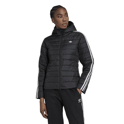 adidas Hooded Slim Jacket Kvinde Sort Overgangsjakker Slim Fit Str 42 - Polyester hos Magasin