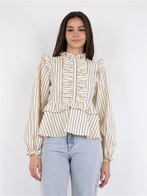 Se Neo Noir Hawaii Stripe Blouse Kvinde Creme Langærmede Bluser Str 40 - hos Magasin ved Magasin