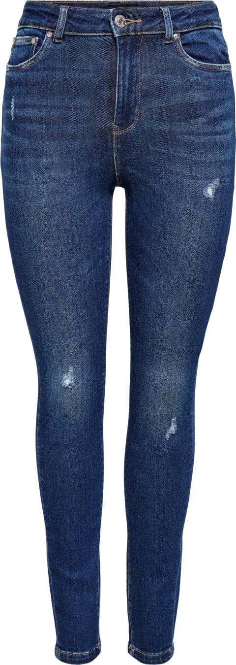 Se ONLY Onlmila Life HW SK ANK Bj374 Noos Kvinde Dark Blue Denim Skinny Jeans Str "30/""32" - hos Magasin ved Magasin