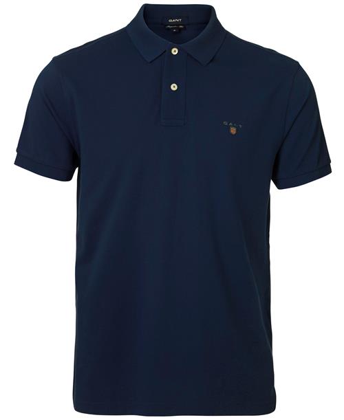 Se Gant Original Pique SS Rugger Mand Evening Blue Kortærmede Poloer Regular Fit Str S - hos Magasin ved Magasin