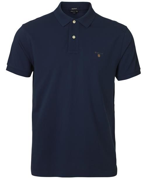 Se Gant Original Pique SS Rugger Mand Evening Blue Kortærmede Poloer Regular Fit Str XXXL - hos Magasin ved Magasin