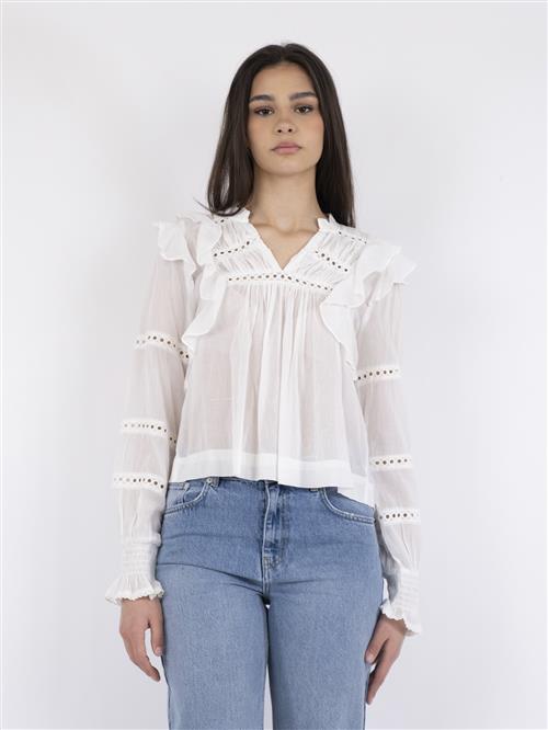 Se Neo Noir Aurika S Voile Blouse Kvinde White Langærmede Bluser Str 42 - hos Magasin ved Magasin