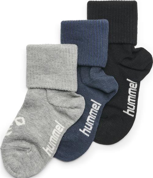 Hummel Sora 3pack Sock Str 21-23 - Black/grey Melange/blue Nights Strømper Bomuld hos Magasin