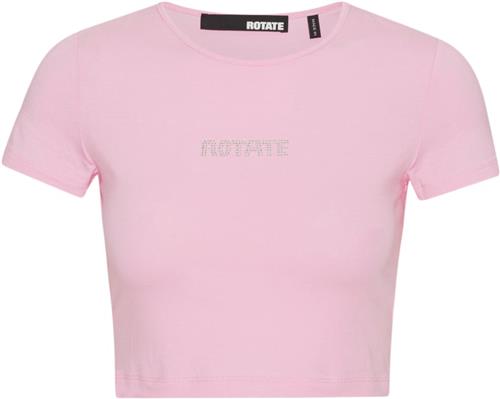 ROTATE Birger Christensen Cropped Logo Tshirt Kvinde Orchid Pink Kortærmede T-shirts Str 38 - hos Magasin